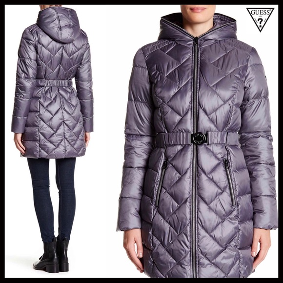 Quilted Hooded Belted Puffer Jacket 